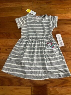 NWT‎ Chenault Girl Stitch fix French Terry Dress Striped Unicorn Pockets 3T